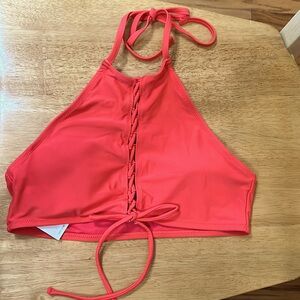 Aerie Swim red Halter Bikini Top Size medium
